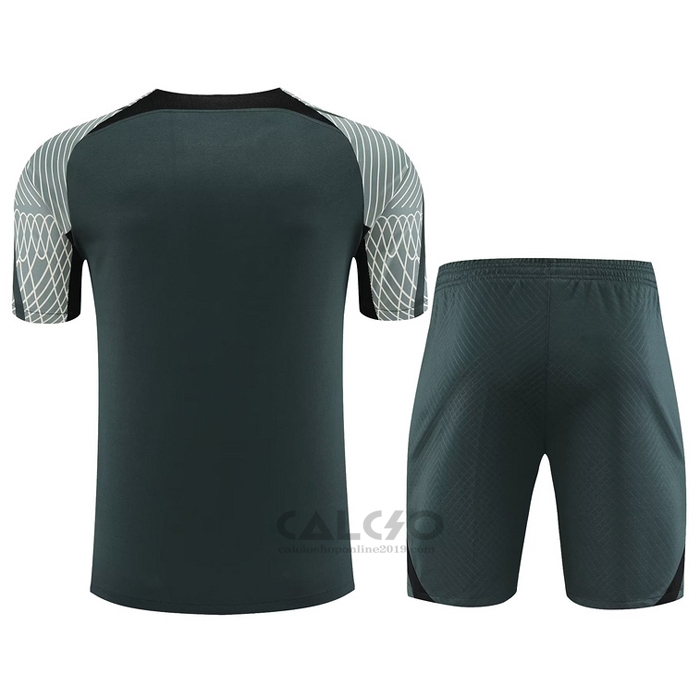 Tuta da Track FC Barcellona Manica Corta 2023-2024 Verde - Pantaloncini
